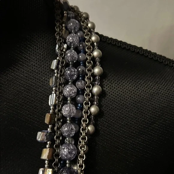 Elegant Multi-Layered Silver and purple layered Necklace - Picture 4 of 5